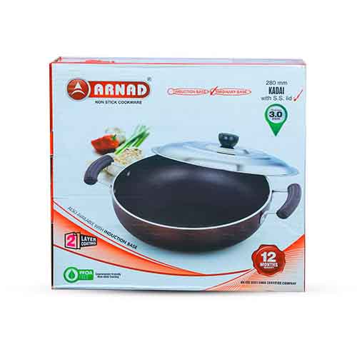 ARNAD Non-Stick Cookware Kadai Ordinary Base