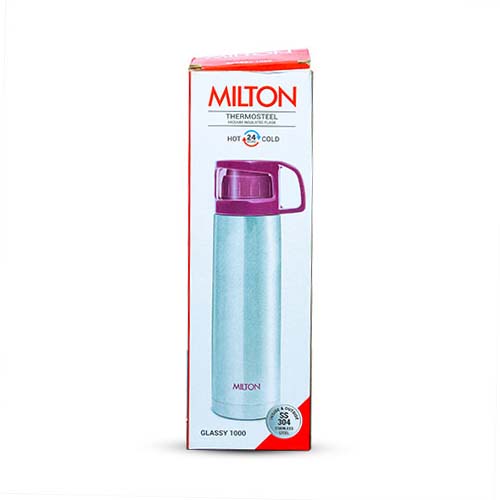 MILTON Thermosteel Glassy Drinking Cup Lid,  1000 Ml, Pink 1000 ml Flask  (Pack of 1, Pink, Steel)