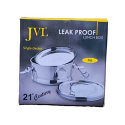 JVL Leak Proof Stainless Steel Single Decker Lunch Box, 675 Ml, Silver 1 Containers Lunch Box  (675 ml)