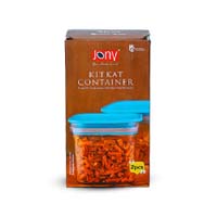 WOODPECKER PRINTS Jony Kitkat Container - 500 ml Plastic Cookie Jar (Pack of 2, Green)