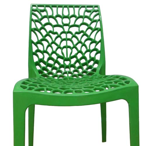 Rainbow Web Designer Plastic Chair for Home and Office (Set of 4, Parrot Green)